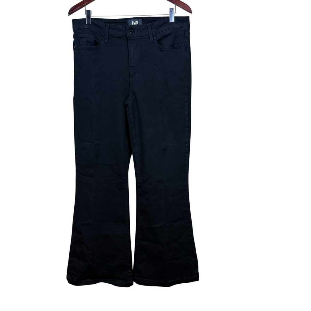 Paige Jeans 32 Womens Genevieve High Rise Flare Leg Black Washed Denim